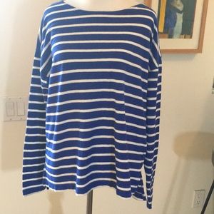 J. Crew Blue Stripes Long Sleeves Tee